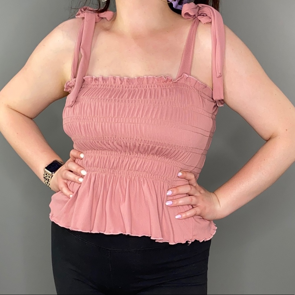 Altar’d State Blush Pink Elastic Tank Top Size M